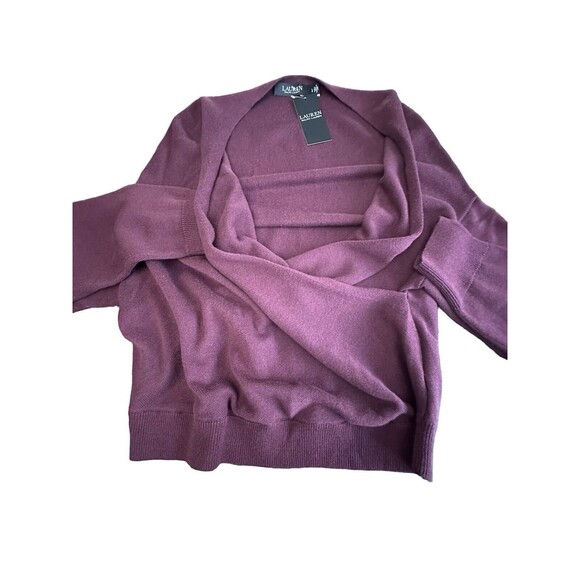 NWT Lauren Ralph Lauren Black Label L Burgundy Cross Wrap Slouchy Sweater #Q6-8 - Picture 10 of 12